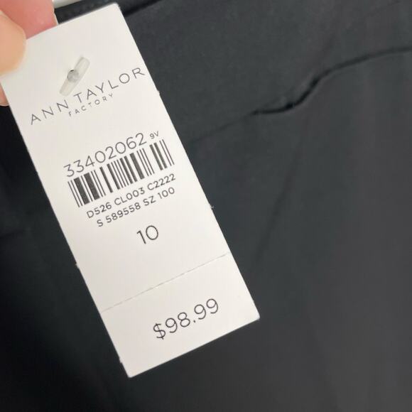 Ann Taylor Factory The Straight Dress Pants Women 10 Black Pleat Workwear Office - Picture 6 of 11